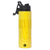 Metallic water bottle with safety lid, 850ml aluminum