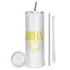 Tumbler stainless steel 600ml, with metal straw & cleaning brush