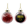 Transparent Christmas tree ball ornament with red filling 8cm