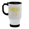Nirvana, Κούπα ταξιδιού ανοξείδωτη με καπάκι, διπλού τοιχώματος (θερμό) λευκή 450ml