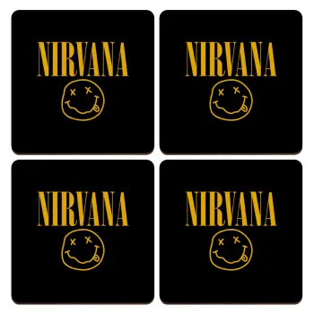 Nirvana, ΣΕΤ x4 Σουβέρ ξύλινα τετράγωνα plywood (9cm)