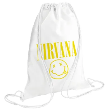 Nirvana, Τσάντα πλάτης πουγκί GYMBAG λευκή (28x40cm)