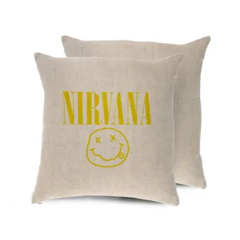 Nirvana, Μαξιλάρι καναπέ ΛΙΝΟ 40x40cm περιέχεται το  γέμισμα