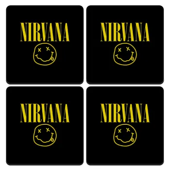 Nirvana, ΣΕΤ 4 Σουβέρ ξύλινα τετράγωνα (9cm)