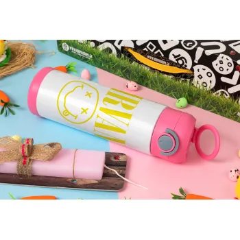 Nirvana, Easter candle, Childrens hot water bottle, stainless steel, with safety straw, PINK (500ml)