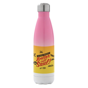 Better Call Saul, Metal mug thermos Pink/White (Stainless steel), double wall, 500ml