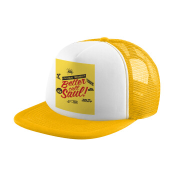 Better Call Saul, Καπέλο Ενηλίκων Soft Trucker με Δίχτυ Κίτρινο/White (POLYESTER, ΕΝΗΛΙΚΩΝ, UNISEX, ONE SIZE)