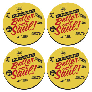 Better Call Saul, SET of 4 round wooden coasters (9cm)