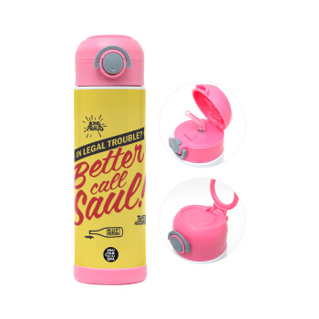 Better Call Saul, Παιδικό παγούρι θερμό, ανοξείδωτο, με καλαμάκι ασφαλείας, ΡΟΖ (500ml)