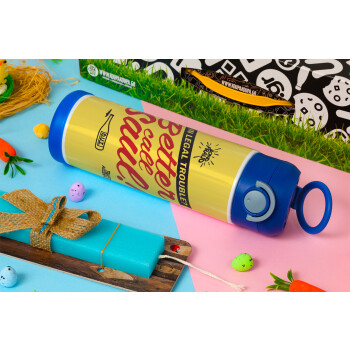 Better Call Saul, Easter candle, Childrens hot water bottle, stainless steel, with safety straw, BLUE (500ml)