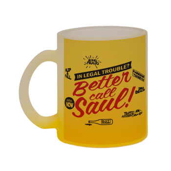 Better Call Saul, Κούπα γυάλινη δίχρωμη με βάση το κίτρινο ματ, 330ml