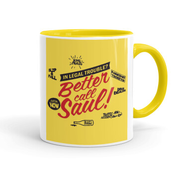 Better Call Saul, Κούπα χρωματιστή κίτρινη, κεραμική, 330ml