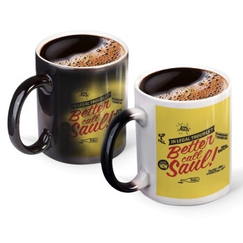 Better Call Saul, Color changing magic Mug, ceramic, 330ml when adding hot liquid inside, the black colour desappears (1 pcs)