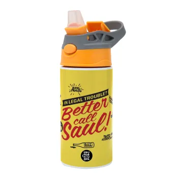 Better Call Saul, Παιδικό παγούρι θερμό, ανοξείδωτο, με καλαμάκι ασφαλείας, Πορτοκαλί/Γκρι (360ml) BPA-FREE