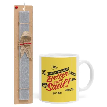Better Call Saul, Easter Set, Ceramic Cup (330ml) & Easter aromatic flat candle (30cm) (GRAY)