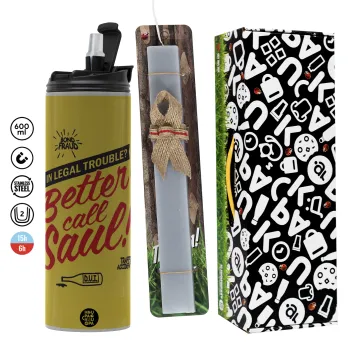 Better Call Saul, Πασχαλινή Λαμπάδα με Travel Tumbler θερμό (600ml, BPA free) & κερί αρωματικό πλακέ (30cm) (ΓΚΡΙ)
