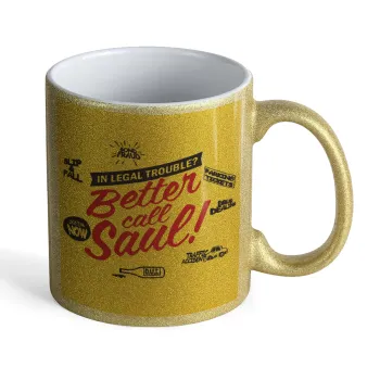 Better Call Saul, Κούπα Χρυσή Glitter που γυαλίζει, κεραμική, 330ml