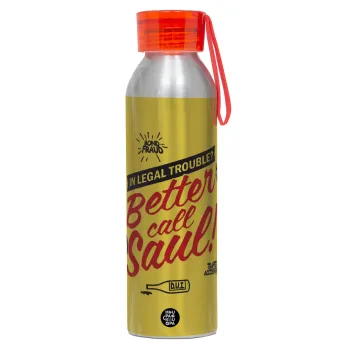Better Call Saul, Αλουμινένιο Αθλητικό Μπουκάλι 650ml – Ασημί με Κόκκινο Καπάκι και Λουράκι Σιλικόνης