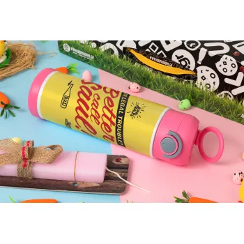Better Call Saul, Easter candle, Childrens hot water bottle, stainless steel, with safety straw, PINK (500ml)