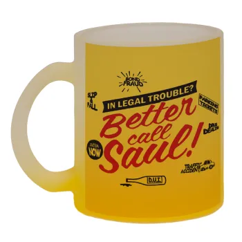 Better Call Saul, Κούπα γυάλινη δίχρωμη με βάση το κίτρινο ματ, 330ml