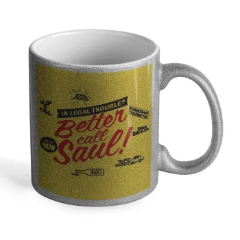 Better Call Saul, Κούπα Ασημένια Glitter που γυαλίζει, κεραμική, 330ml