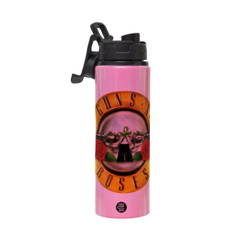 Guns N' Roses, Metallic water bottle with safety lid, 850ml aluminum