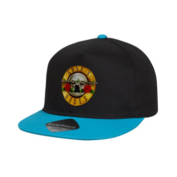 Guns N' Roses, Καπέλο παιδικό snapback, 100% Βαμβακερό, Μαύρο/Μπλε