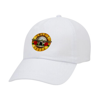 343Guns N' Roses, Καπέλο ενηλίκων Jockey Λευκό (snapback, 5-φύλλο, unisex)