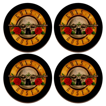 Guns N' Roses, ΣΕΤ x4 Σουβέρ ξύλινα στρογγυλά plywood (9cm)