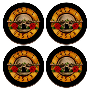 Guns N' Roses, ΣΕΤ x4 Σουβέρ ξύλινα στρογγυλά plywood (9cm)