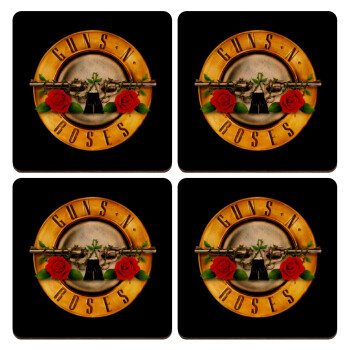 Guns N' Roses, ΣΕΤ x4 Σουβέρ ξύλινα τετράγωνα plywood (9cm)