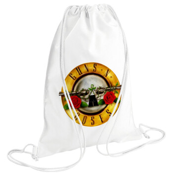 Guns N' Roses, Τσάντα πλάτης πουγκί GYMBAG λευκή (28x40cm)
