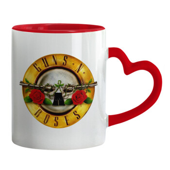 Guns N' Roses, Mug heart red handle, ceramic, 330ml