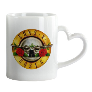 Guns N' Roses, Κούπα καρδιά χερούλι λευκή, κεραμική, 330ml