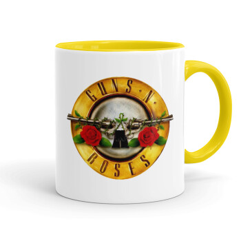 Guns N' Roses, Κούπα χρωματιστή κίτρινη, κεραμική, 330ml