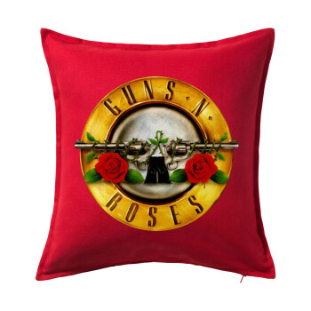 Guns N' Roses, Μαξιλάρι καναπέ Κόκκινο 100% βαμβάκι, περιέχεται το γέμισμα (50x50cm)
