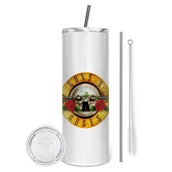 Guns N' Roses, Tumbler stainless steel 600ml, with metal straw & cleaning brush