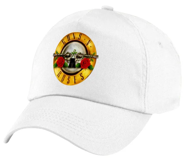 Guns N' Roses — Πεντάφυλλο καπέλο Λευκό, 100% Βαμβακερό (Twill), με ρύθμιση, unisex
