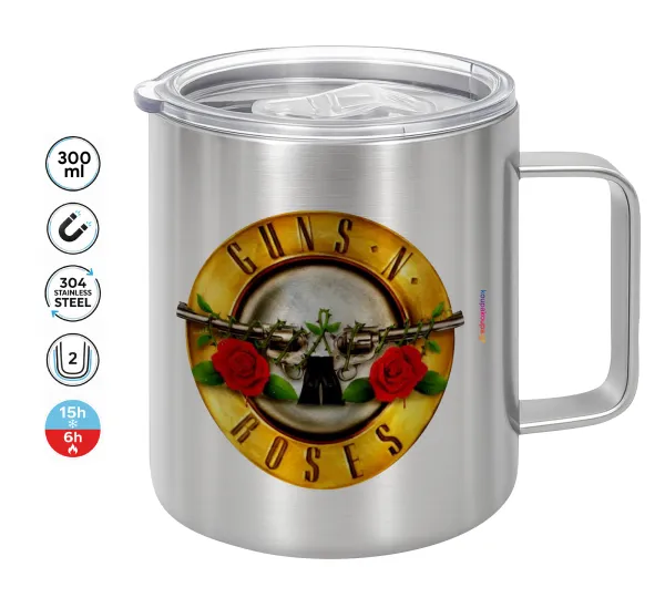 Guns N' Roses — Double-walled stainless steel mug 300ml with temperature-retaining lid
