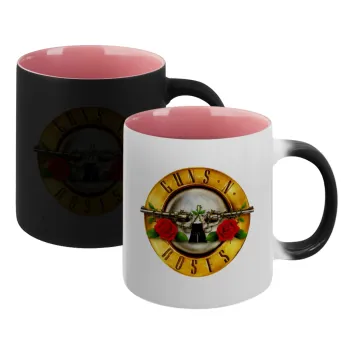 Guns N' Roses, Κούπα Μαγική εσωτερικό ΡΟΖ, κεραμική 330ml που αλλάζει χρώμα με το ζεστό ρόφημα