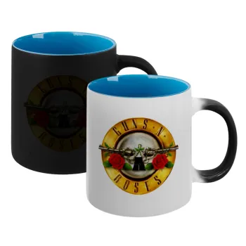 Guns N' Roses, Κούπα Μαγική εσωτερικό μπλε, κεραμική 330ml που αλλάζει χρώμα με το ζεστό ρόφημα