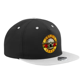 Guns N' Roses, Καπέλο Ενηλίκων Flat Snapback Μαύρο/Γκρι, (100% ΒΑΜΒΑΚΕΡΟ TWILL, ΕΝΗΛΙΚΩΝ, UNISEX, ONE SIZE)