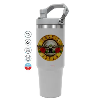 Guns N' Roses, GREY color, 890ml (30oz) stainless Steel Tumbler with Handle