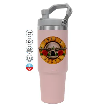 Guns N' Roses, Pink color, 890ml (30oz) stainless Steel Tumbler with Handle