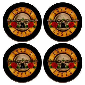 Guns N' Roses, ΣΕΤ x4 Σουβέρ ξύλινα στρογγυλά plywood (9cm)