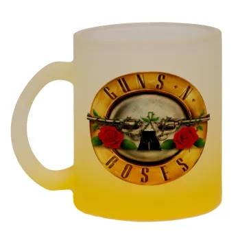 Guns N' Roses, Κούπα γυάλινη δίχρωμη με βάση το κίτρινο ματ, 330ml