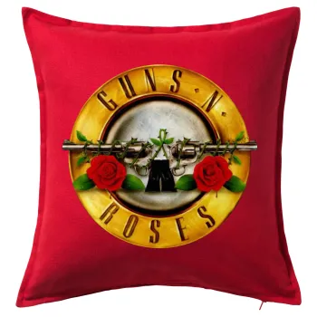 Guns N' Roses, Μαξιλάρι καναπέ Κόκκινο 100% βαμβάκι, περιέχεται το γέμισμα (50x50cm)