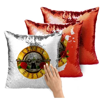 Guns N' Roses, Μαξιλάρι καναπέ Μαγικό Κόκκινο με πούλιες 40x40cm περιέχεται το γέμισμα