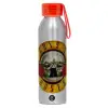 Aluminum Sports Bottle 650ml – Silver with Red Cap and Silicone Strap
