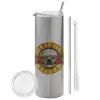 Tumbler stainless steel Silver 600ml, with metal straw & cleaning brush